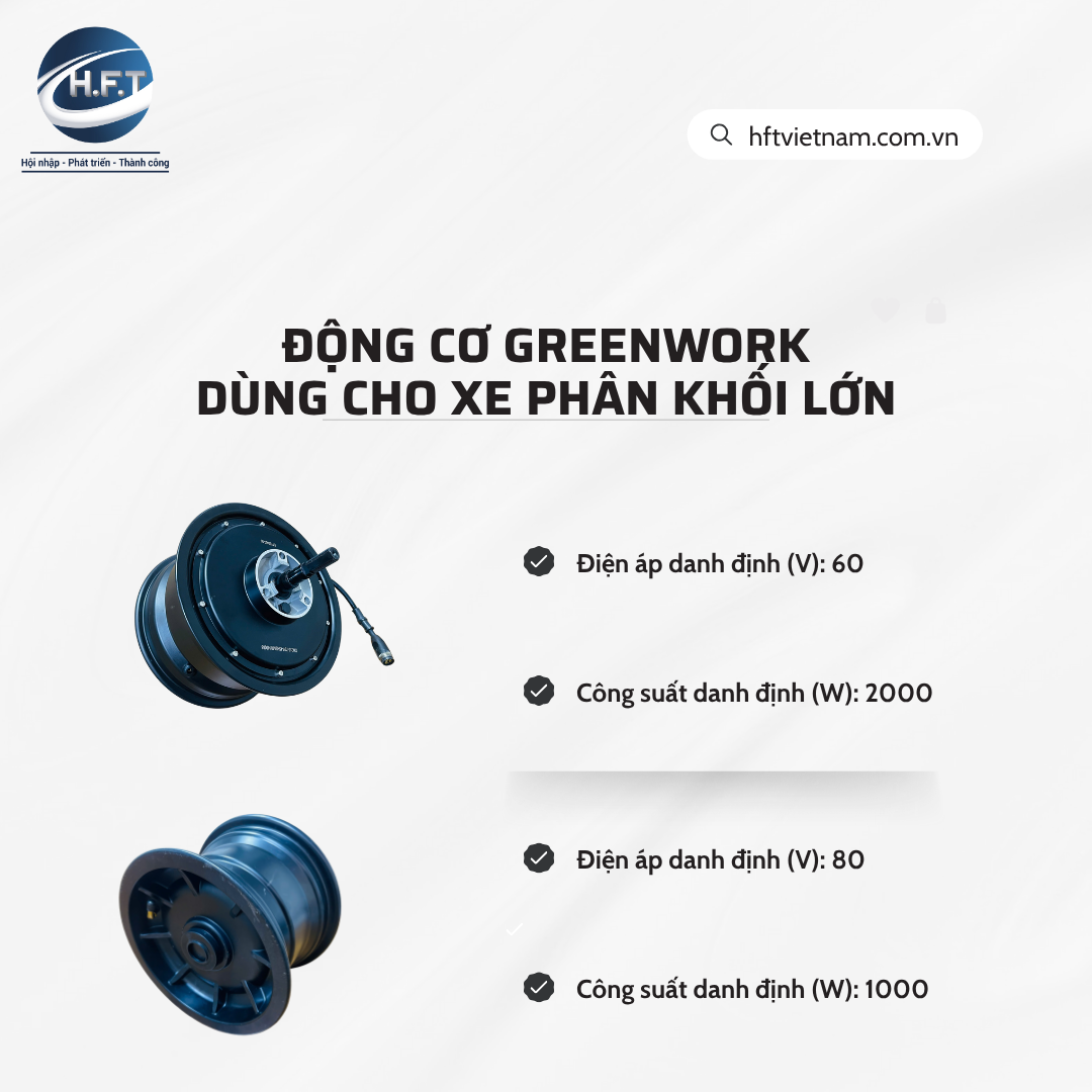 Động cơ điện trợ lực Greenwork dùng cho xe phân khối lớn.
